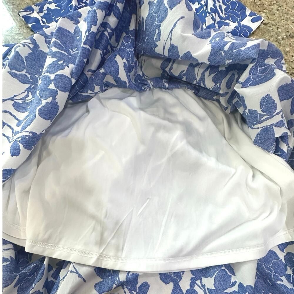 NWT Aakaa Anthropologie Small Side Cutout Blue White Maxi Artsy Festive Dress - Picture 14 of 16